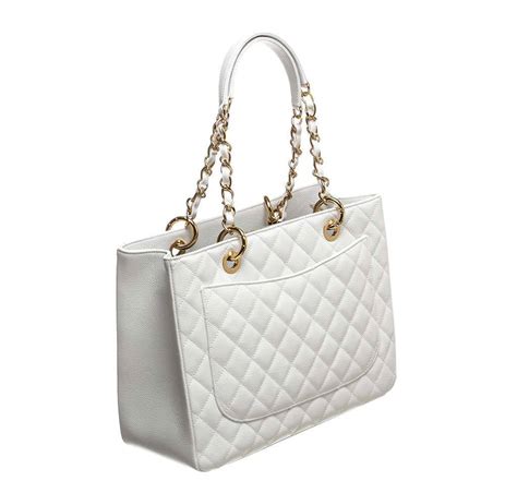 chanel leather vertical tote with chain|white chanel grand shopper tote.